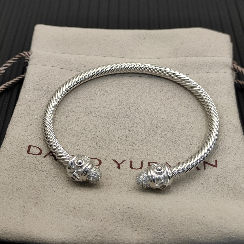 David Yurman Silver 4mm Diamond-set Diamond bracelet
